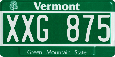 VT license plate XXG875
