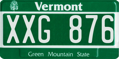 VT license plate XXG876