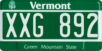 VT license plate XXG892