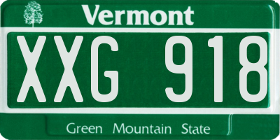 VT license plate XXG918