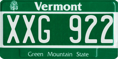 VT license plate XXG922