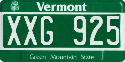 VT license plate XXG925