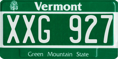 VT license plate XXG927