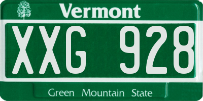 VT license plate XXG928