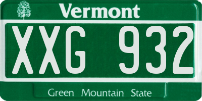 VT license plate XXG932