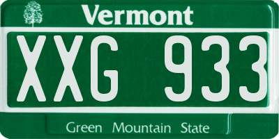 VT license plate XXG933