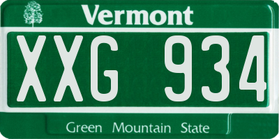 VT license plate XXG934
