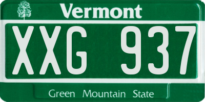 VT license plate XXG937
