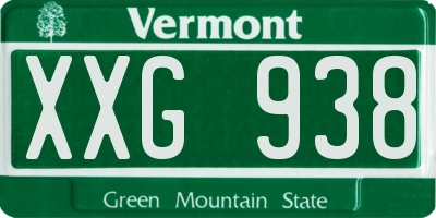 VT license plate XXG938
