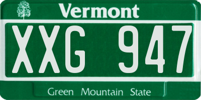 VT license plate XXG947