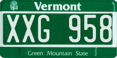 VT license plate XXG958
