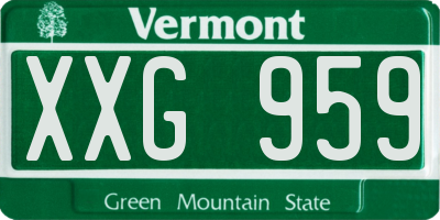 VT license plate XXG959