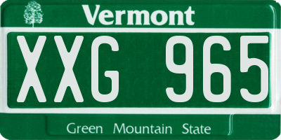VT license plate XXG965