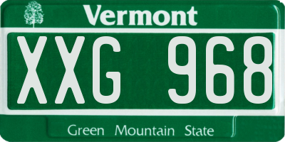 VT license plate XXG968