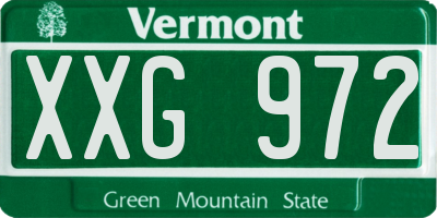 VT license plate XXG972