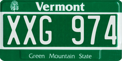 VT license plate XXG974