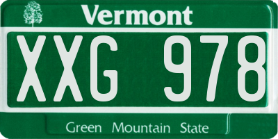 VT license plate XXG978