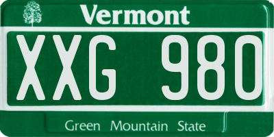 VT license plate XXG980
