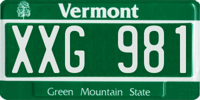 VT license plate XXG981