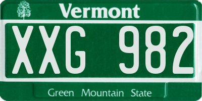 VT license plate XXG982