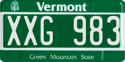 VT license plate XXG983