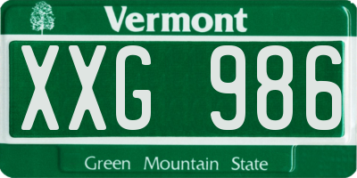 VT license plate XXG986