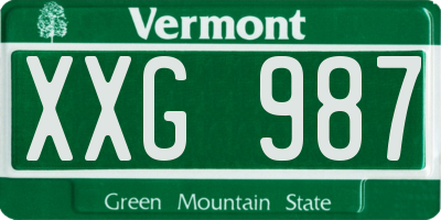 VT license plate XXG987