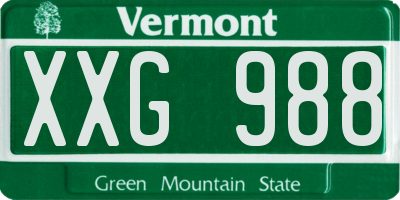 VT license plate XXG988