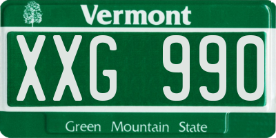 VT license plate XXG990