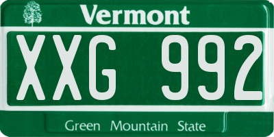 VT license plate XXG992