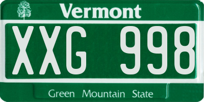 VT license plate XXG998