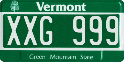 VT license plate XXG999