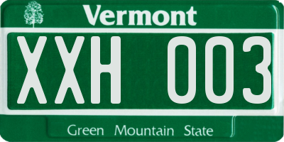 VT license plate XXH003