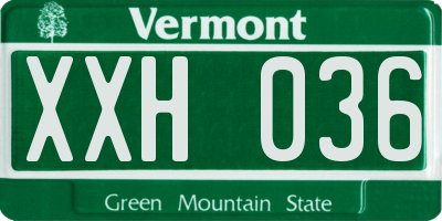 VT license plate XXH036