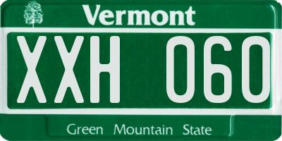 VT license plate XXH060