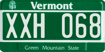 VT license plate XXH068