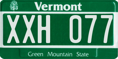 VT license plate XXH077