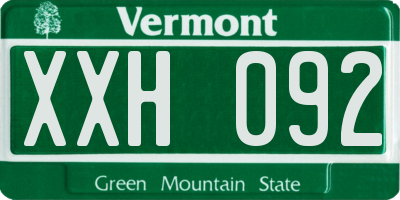 VT license plate XXH092