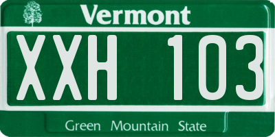 VT license plate XXH103