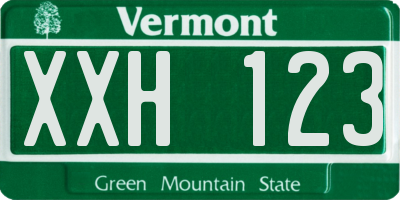VT license plate XXH123
