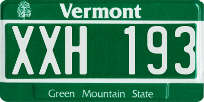 VT license plate XXH193