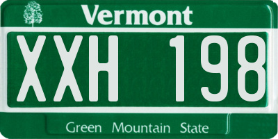 VT license plate XXH198