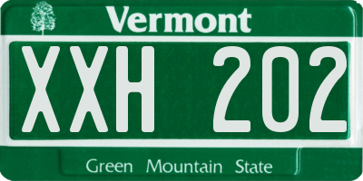 VT license plate XXH202