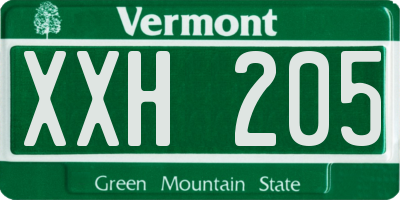 VT license plate XXH205
