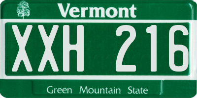 VT license plate XXH216