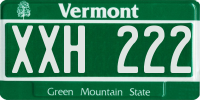 VT license plate XXH222