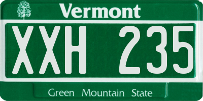 VT license plate XXH235