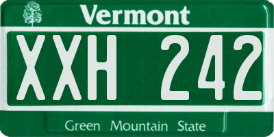 VT license plate XXH242