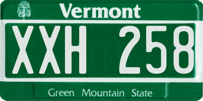 VT license plate XXH258
