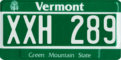 VT license plate XXH289
